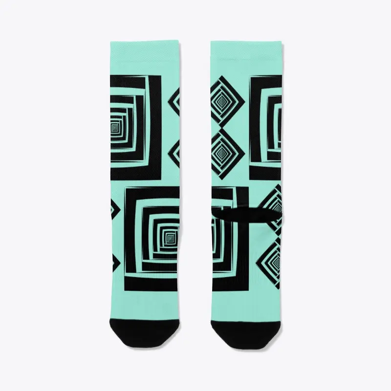 Square design socks 