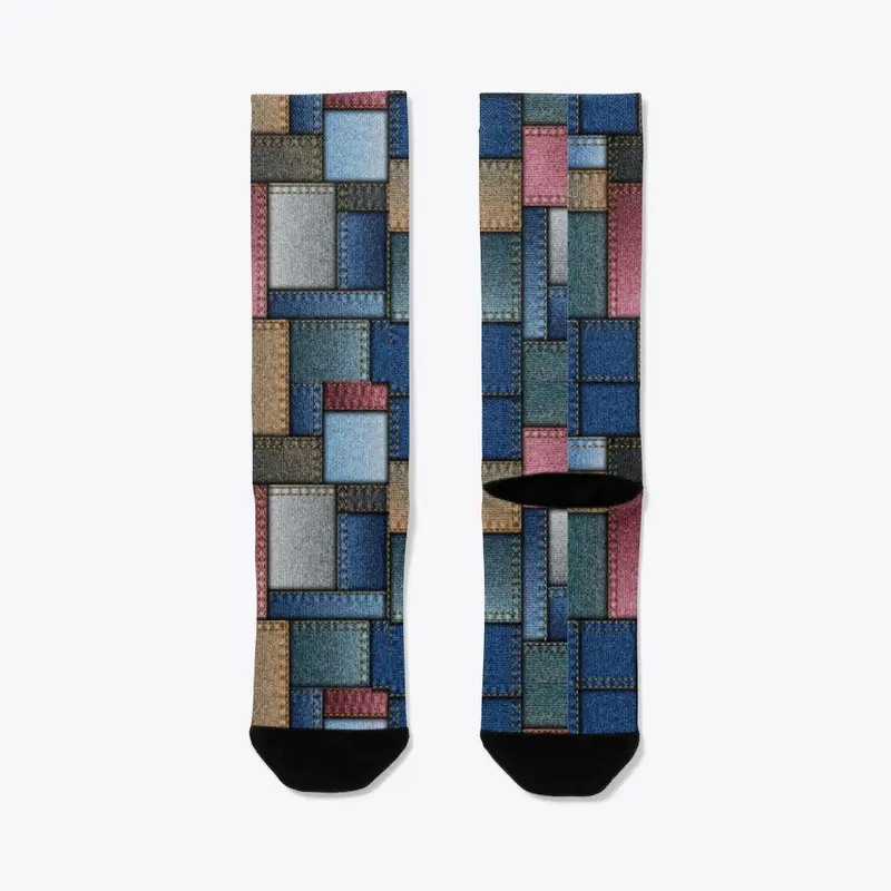 Denim patchwork socks 