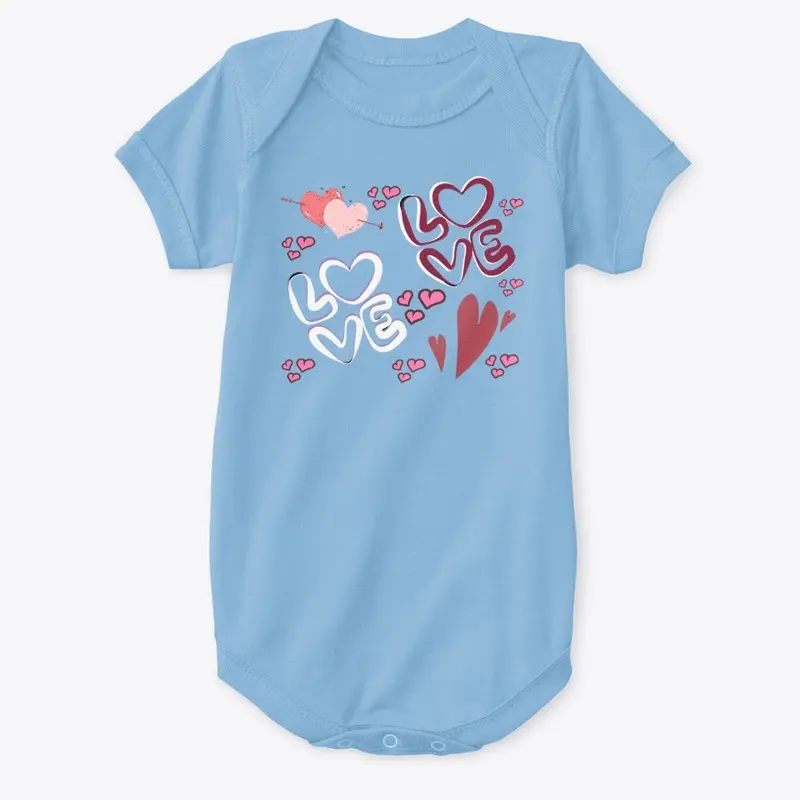 Love and hearts valentine's day onesie 